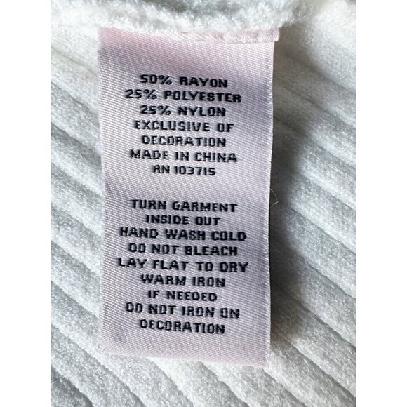 Nanette Nanette Lepore Woman’s Sz L White Rib Knit Long Sleeve Pullover Sweater - Picture 6 of 8